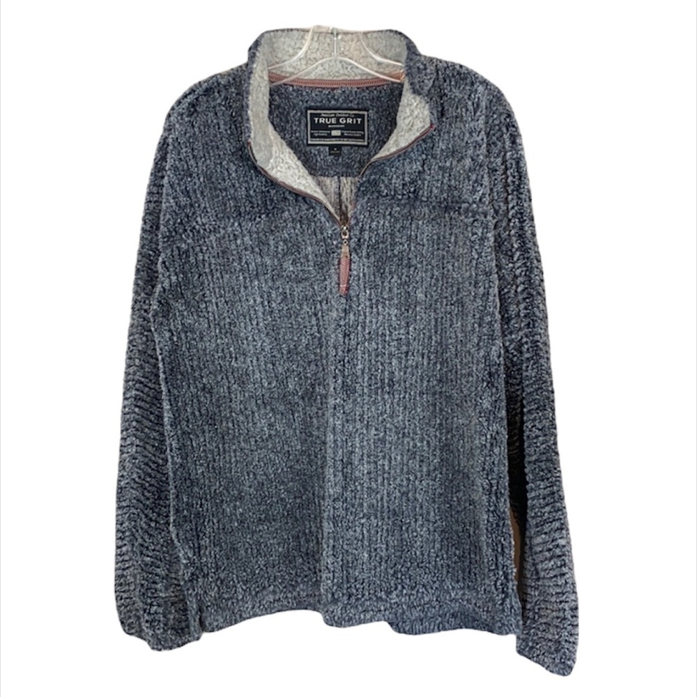 True Grit Gray Quarter Zip Pull Over Sweater Size M